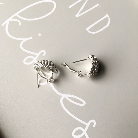 Silver Cluster Simulated Diamond Crystal Earrings - Picture 6 of 6